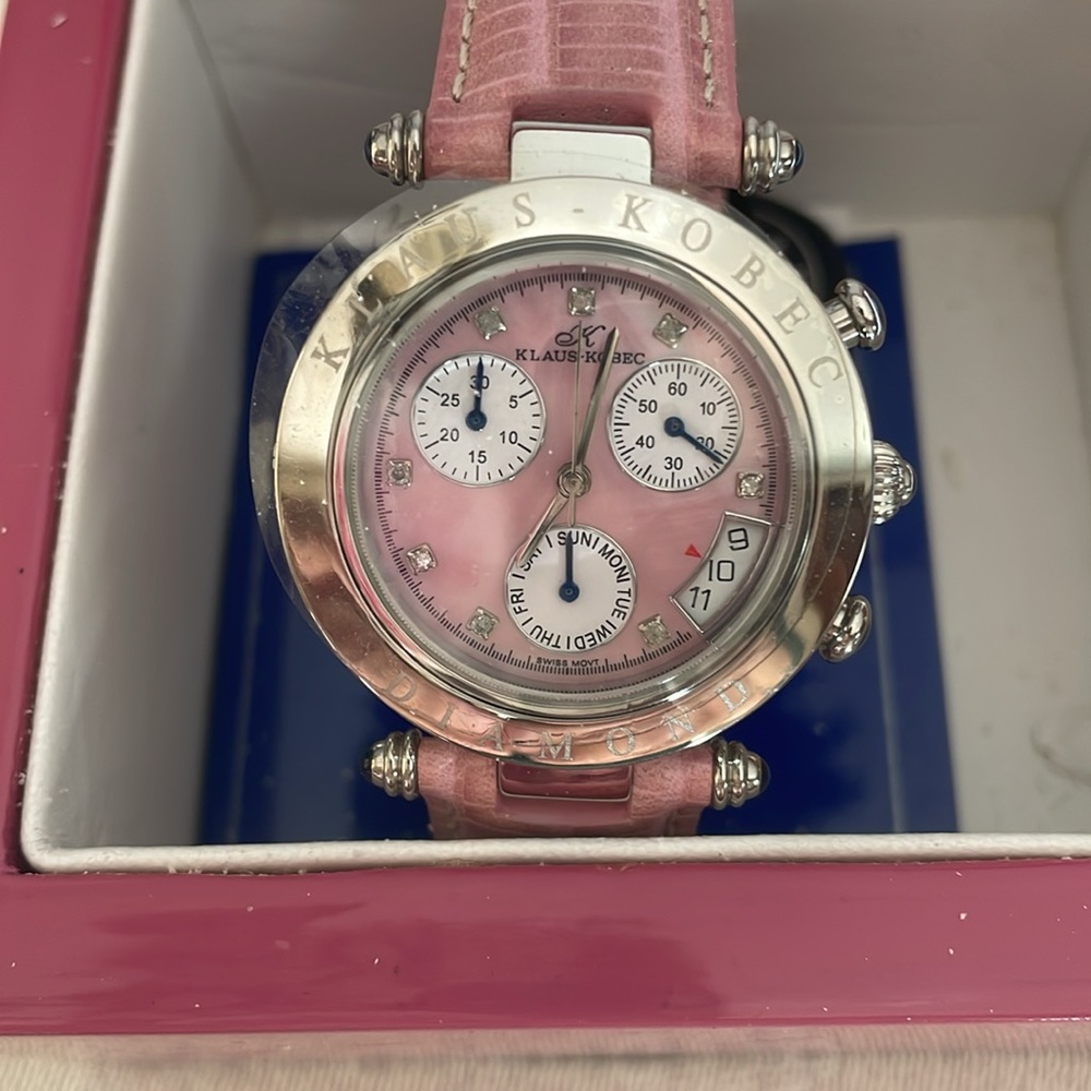 Klaus-Kobec NEW Sports Diamond quartz watch Model KKB1918 Pink